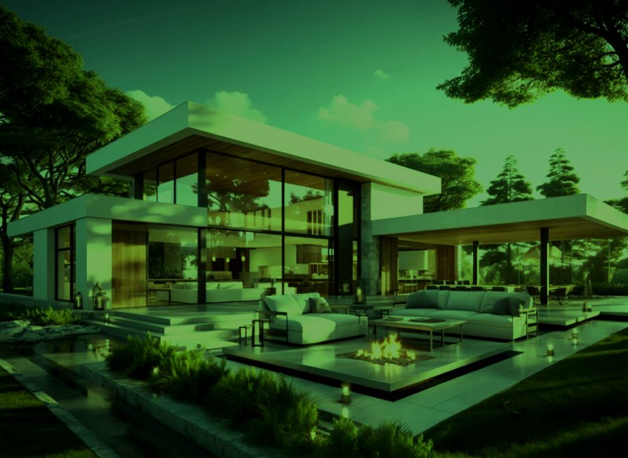 A High ROI Properties villa exterior, highlighted